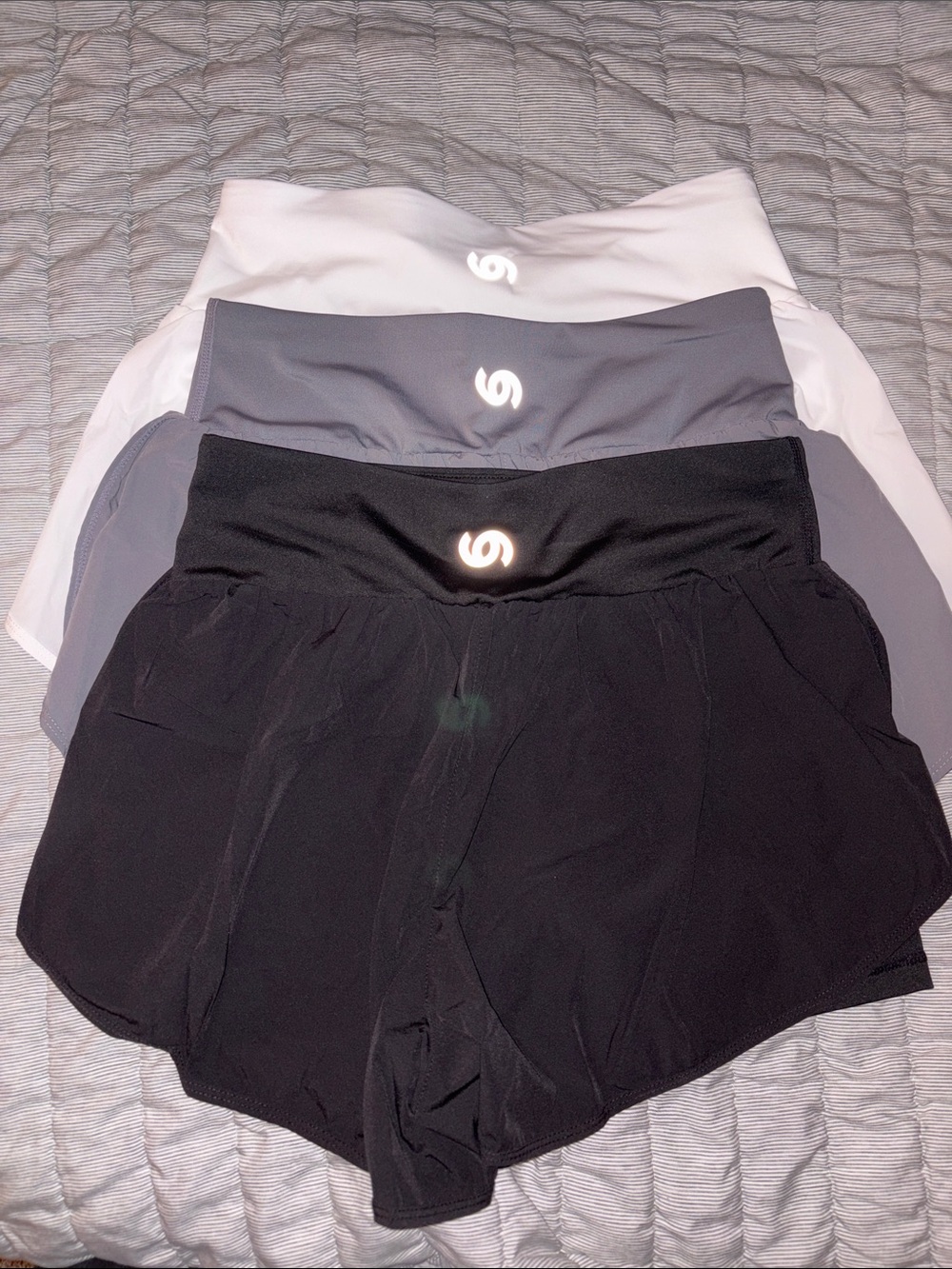 3-Pack Athletic Shorts with Reflective Logo - Black, Gray, White